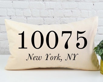 Zip Code Pillow, Personalized Zip Code Pillow Cover, Lumbar Pillow, New Home Gift, Realtor Gift