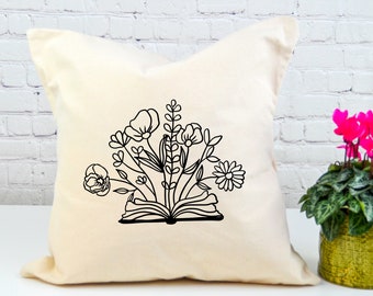 Library Decor, Reading Pillow Cover, Fun Throw Pillow, Literary Gifts for Women, Canvas Pillow Cover