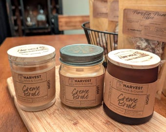 Crème Brûlée Soy Candle, Wood Wick Dessert Scent