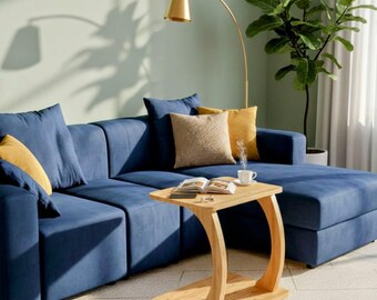 C Shaped Laptop Table for Sofa, Breakfast Tray, Rolling Side Table, Compact Desk for Small Spaces, Mobile Couch Table