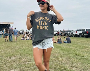 Camiseta gráfica de apoyo a la música en vivo / Camiseta de concierto country / Camiseta de atuendo para festival western