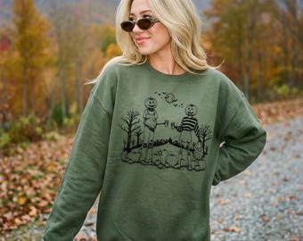 Spooky Pumpkin Friends Crewneck Sweatshirt, Halloween, Fall, Autumn