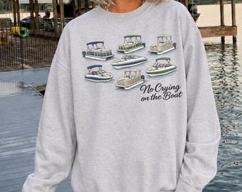 Sudadera "No llorar en el barco", sudadera "Vida en el lago", pontón, navegación, regalo para amantes del lago, equipo de verano