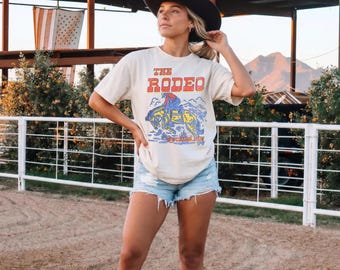 Camiseta con estampado de rodeo / Camisa vaquera de inspiración vintage