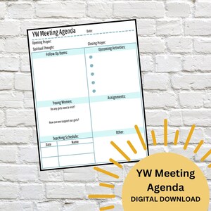 Young Women's Agenda, LDS Young Women's Meeting Outline, Young Womens ...