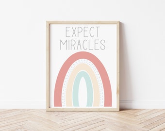 Miracles Happen, Girl Nursery Printable Wall Art, IVF Baby, Miracles happen, Rainbow Baby, Nursery Wall Decor