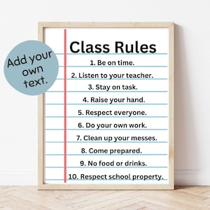 Class Rules Template, Editable Class Rules, Custom Class Rules Poster, Teaching Templates, Editable Teaching Templates
