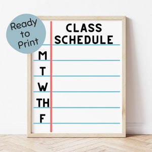 Class Schedule, Classroom Schedule Printable, School Planner, Student Planner, Weekly Class Schedule, Weekly School Planner