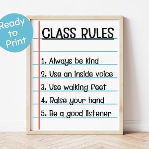 Simple Class Rules, Classroom Rules Digital Download, Classroom Expectations