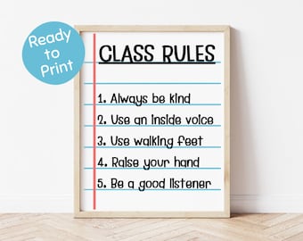 Reglas de clase sencillas, reglas del aula (descarga digital), expectativas del aula