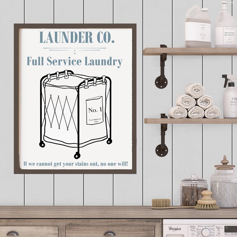 Laundry Room Sign Printable, Laundry Room Shelf Decor, Laundry Guide, Vintage Laundry Print Etsy