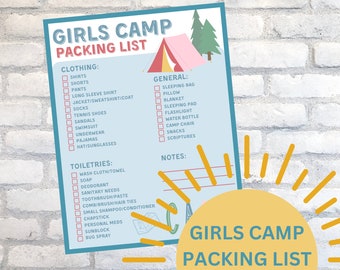 Girls Camp Packing List, LDS Girls Camp Printable, Young Womens Camp List, Girls Camp Checklist