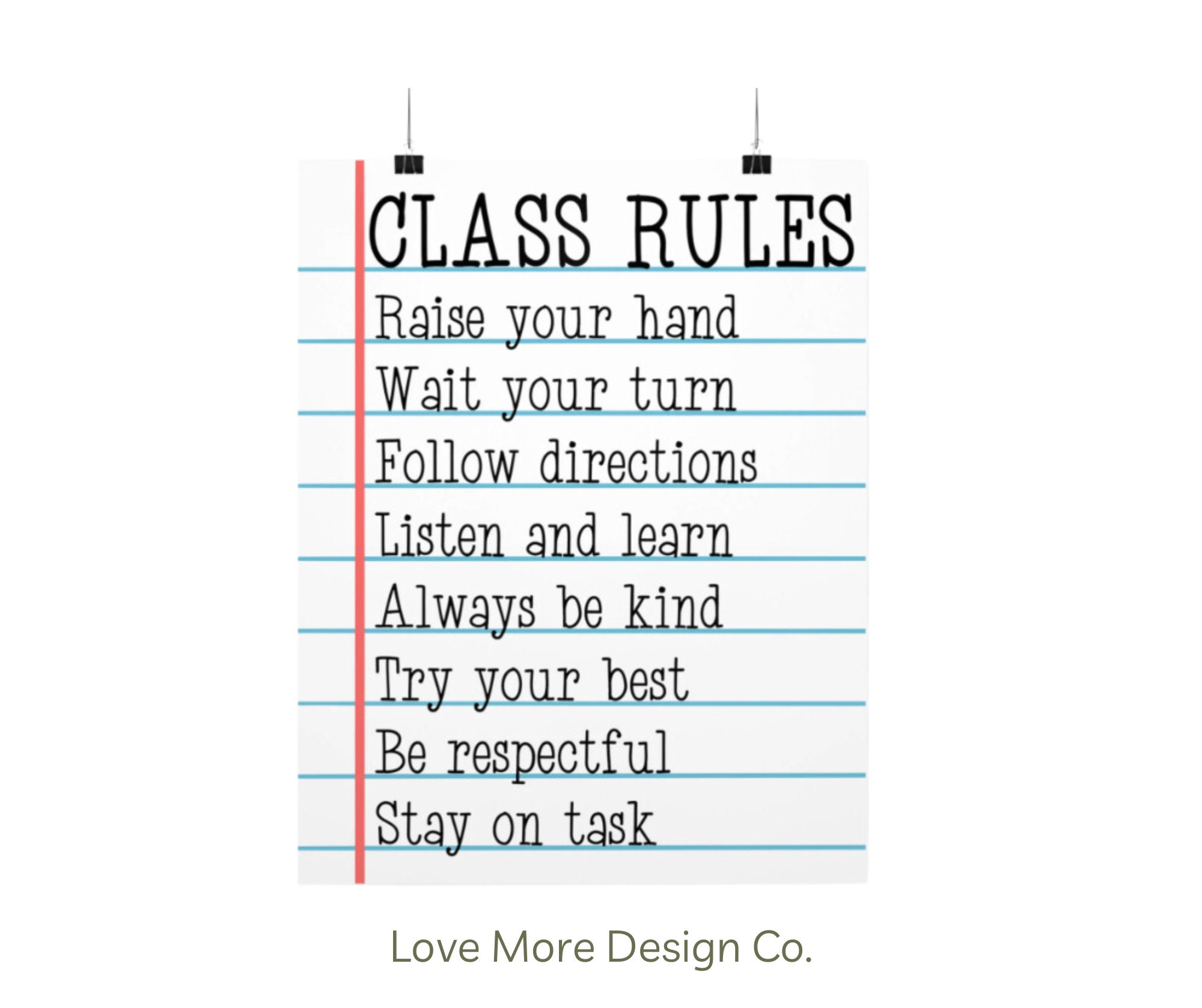 High School Classroom Rules Poster