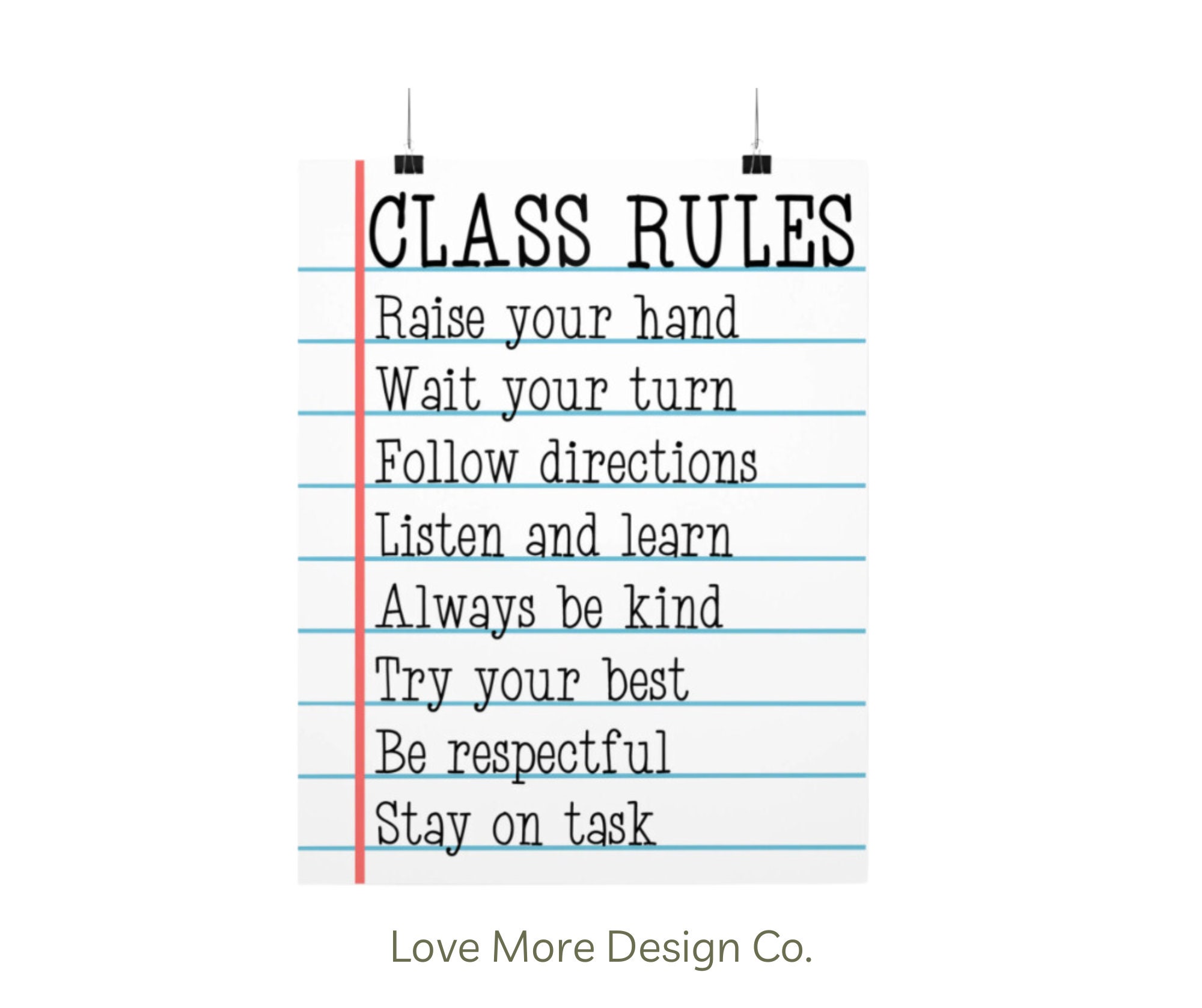 high school classroom rules poster