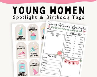 LDS Young Women's Spotlight, Young Women's Birthday Tag, YW Spotlight, YW Get To Know You, Young Women Birthday Ideas