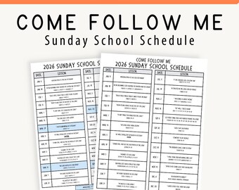 Come Follow Me 2026 Sunday School Schedule, LDS Come Follow Me Lessons, CFM Old Testament Sunday School Schedule, Come Follow Me Schedule