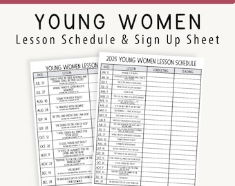 Young Women&#39;s Lesson Schedule, LDS Young Women 2025 Lessons, Young Women&#39;s Doctrine and Covenants Schedule, YW Lesson
