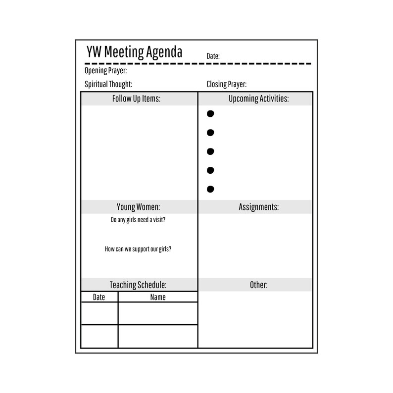 LDS Young Women's Meeting Outline, Young Womens Class Meeting, Young ...