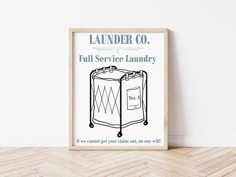 Laundry Room Sign Printable, Laundry Room Shelf Decor, Laundry Guide, Vintage Laundry Print Etsy