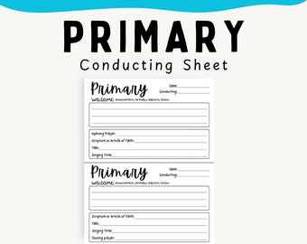 Primary Conducting Outline, Primary Presidency Conducting Sheet, LDS Primary Presidency Conducting 2025