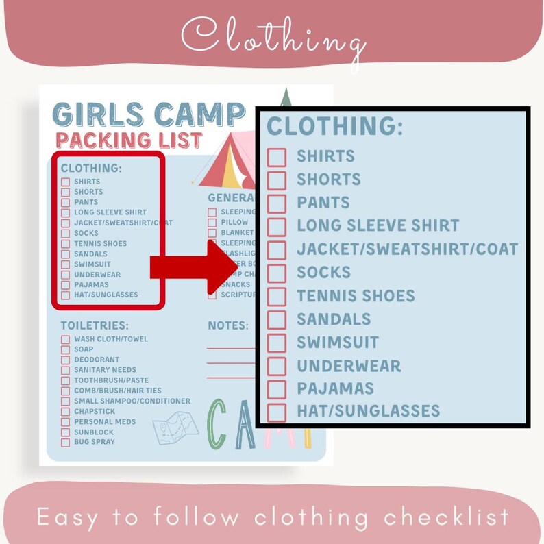 2026 Girls Camp Packing List, Girls Camp Checklist, LDS Girls Camp ...