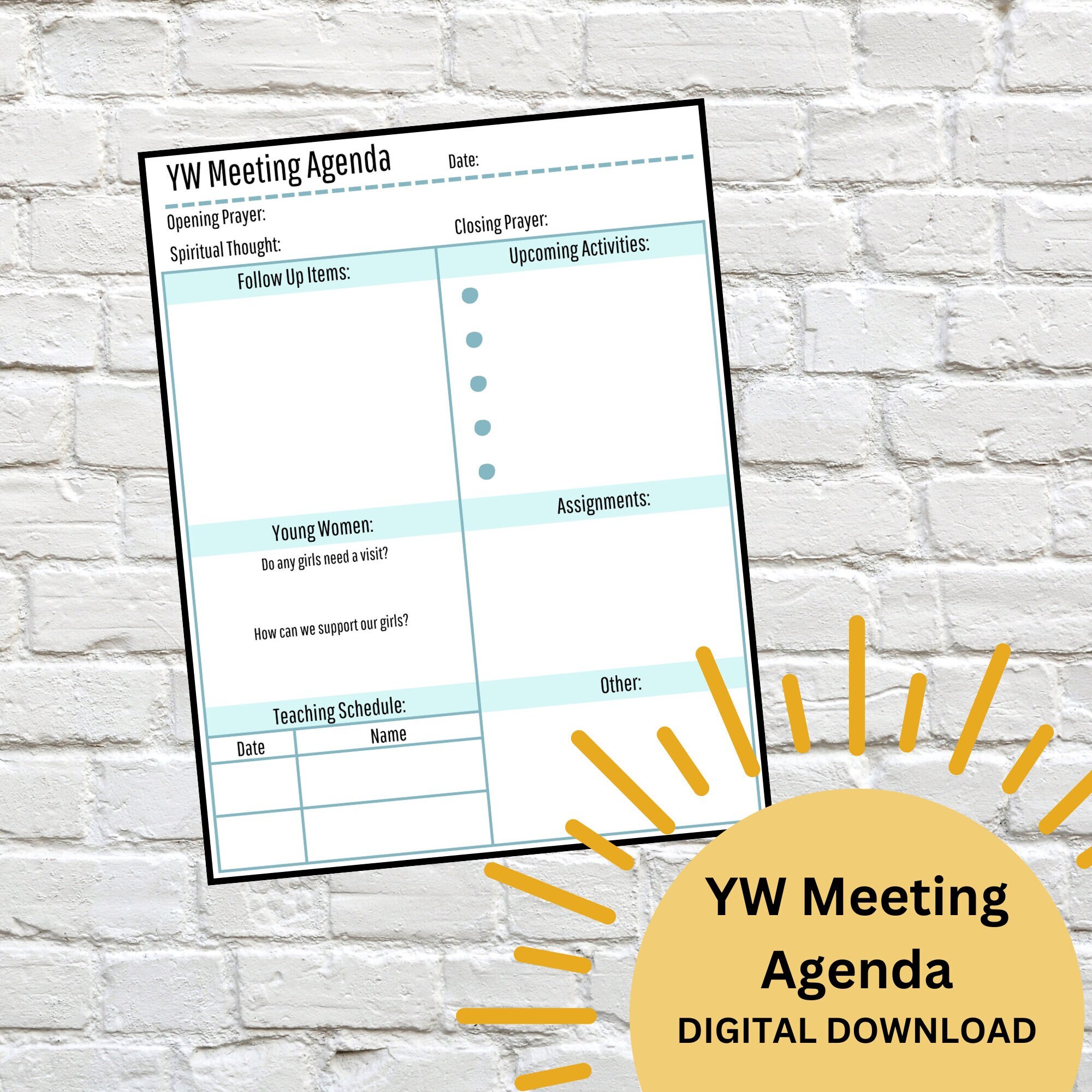 Young Women's Agenda, LDS Young Women's Meeting Outline, Young Womens ...