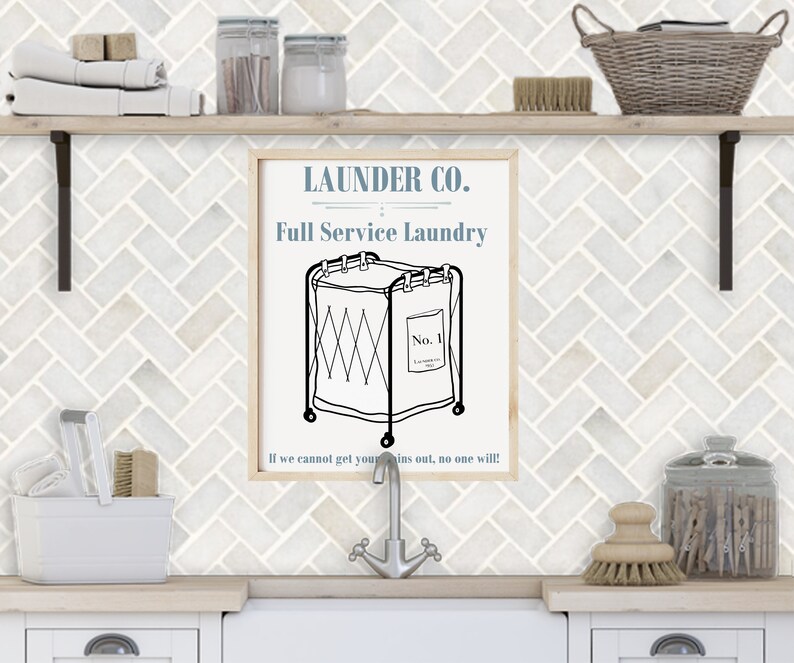 Laundry Room Sign Printable, Laundry Room Shelf Decor, Laundry Guide, Vintage Laundry Print Etsy