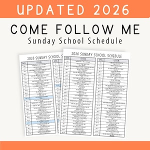 Come Follow Me UPDATED 2026 Sunday School Schedule, LDS Come Follow Me Lessons, CFM Old Testament Sunday School New Schedule