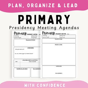 Primary Presidency Meeting Agenda, Primary Meeting Outline, LDS Primary Presidency Meeting 2026