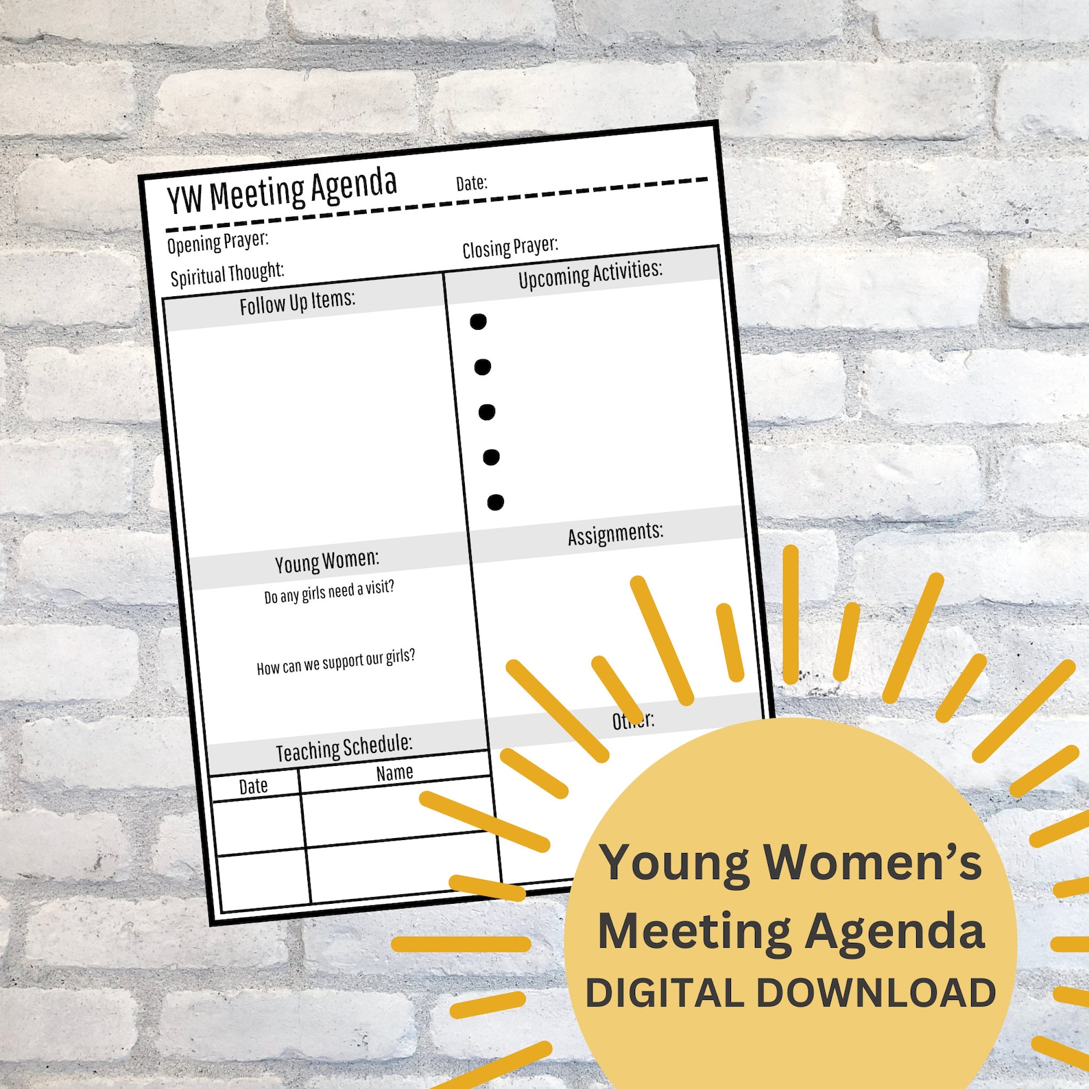 LDS Young Women's Meeting Outline, Young Womens Class Meeting, Young ...