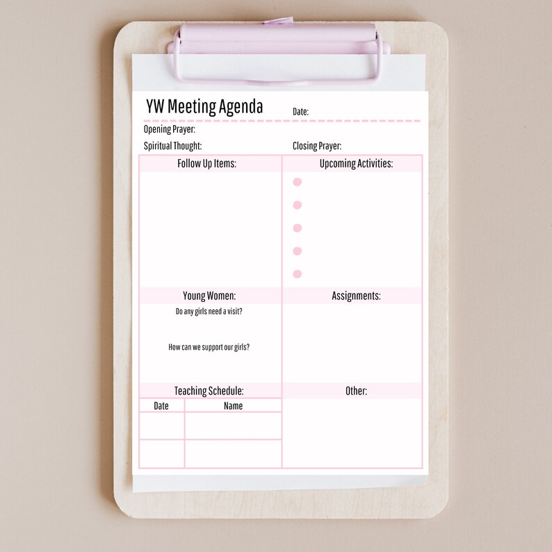 Young Women's Agenda, LDS Young Women's Meeting Outline, Young Womens ...