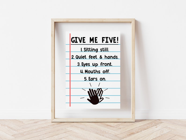 Give Me Five Classroom Poster | Teacher Classroom Management Poster ...