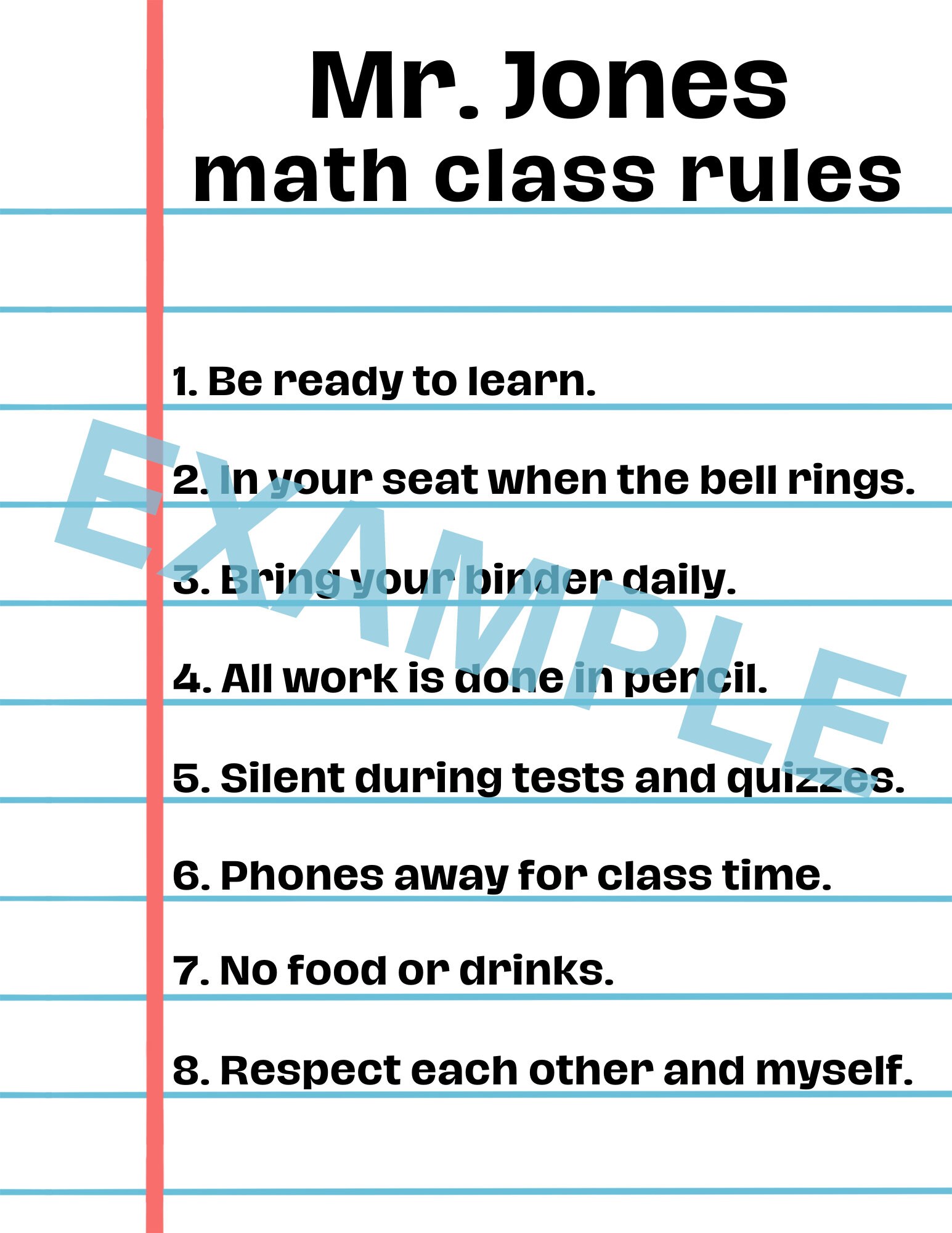 Class Rules Template Editable Class Rules Custom Class Rules Etsy