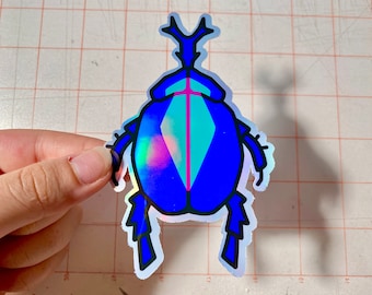 Holographic Beetle Sticker | Cute Bug Decal