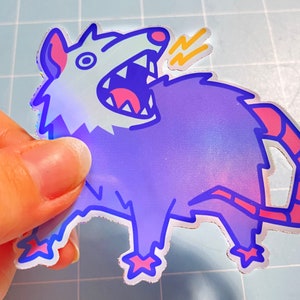 Possum sticker | trash animal vinyl matte or holographic sticker | weirdcore stickers| 3” cute funny possum decal