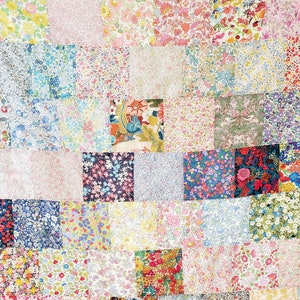 Liberty Patchwork blanket  30&quot; x 36&quot; / 72 all different prints/ Liberty handmade blanket / Summer blanket / Cotton 100% Muslin blanket