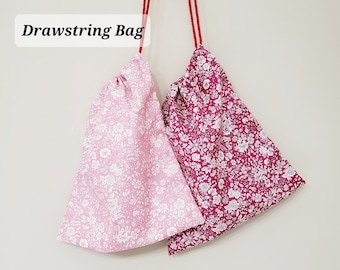XL Größe / Liberty Kordelzugbeutel / Kosmetiktasche / Make-up Stoffbeutel / Blumenbeutel / Hübsches Beutelchen