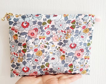 Liberty London Fabric Cosmetic Pouch, Floral Print Makeup Bag (M)