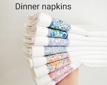 Set of 2 /  Dinner Napkins / 100%  Cotton - 18x18 inch with Hemstitch & Mitered Corners - Liberty of London