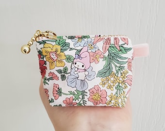 Liberty London Fabric Mini Pouch, Floral Print with Golden Zipper