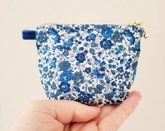 Liberty Tasche für Kosmetik / Schminktäschchen / Blumen Print / Mini-Reißverschlusstäschchen