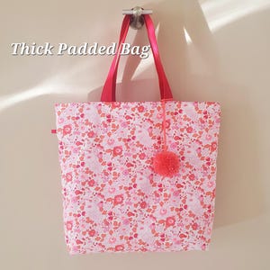 L size Padded Liberty Cosmetic bag / Liberty Tana Lawn / Thick Soft Padded Bag with pompom