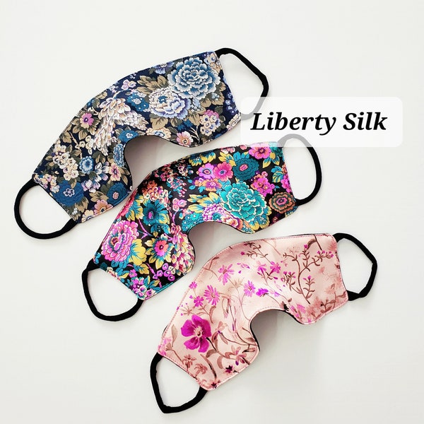 Pure Silk Liberty of London Sleep Mask / Tana Lawn Cotton 100% / Handmade / Lightweight / Silk-like Touch