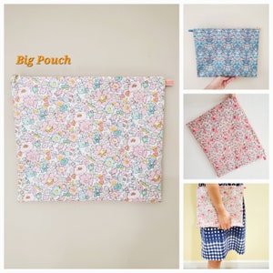 Borsa cosmetica LIBERTY laminata taglia XL / taglia XL / custodia in tessuto per il trucco / Stampata in Giappone / graziosa custodia stampata