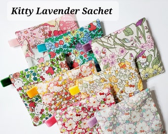 Kitty Liberty Lavender Sachet SET 2, 4 and 8 / Scented Drawer Sachet - Liberty of London Fabric