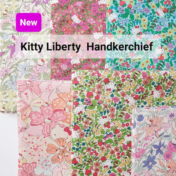 Mouchoirs en Liberty Kitty, Mouchoirs en tissu Liberty