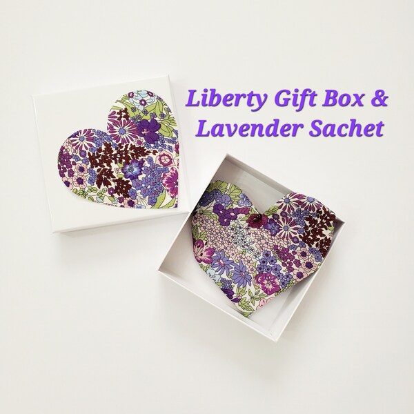 Coffret cadeau Liberty / Sachet lavande COEUR et boîte cadeau Liberty / Sachet parfumé pour tiroir - Tissu Liberty of London