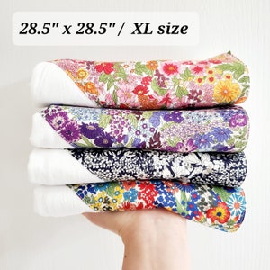 Special Edition Liberty Patchwork 100% Cotton Kitchen towels - Liberty of London Fabric / 28.5&quot; x 28.5&quot; / Flour Sack Kitchen Towels White