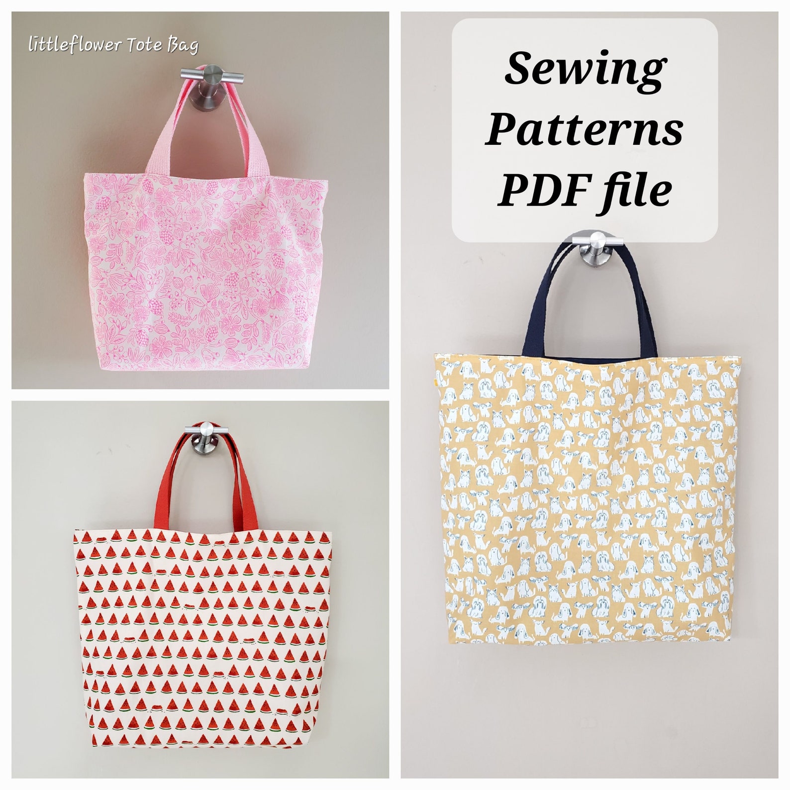 PDF File / Tote Bag PDF Sewing Pattern FOUR Sizes Instant | Etsy