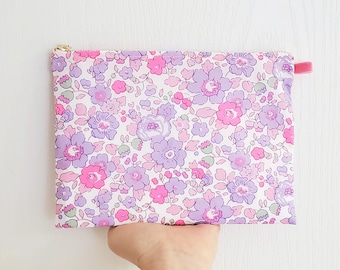Liberty Tasche für Kosmetik / Schminktäschchen / Blumen Print / Mini-Reißverschlusstäschchen